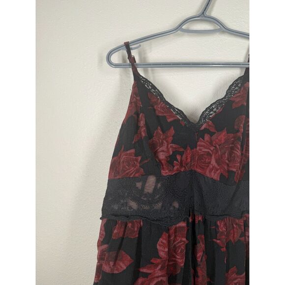 Torrid Womens Babydoll Tank Cami Sz 0/L/12 Whimsigoth Fairy Grunge Dark Floral - Picture 5 of 10